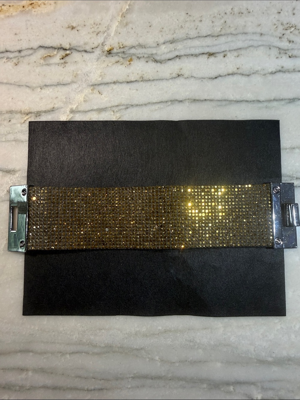 Gold Rhinestone Statement Bracelet - Women Accessories